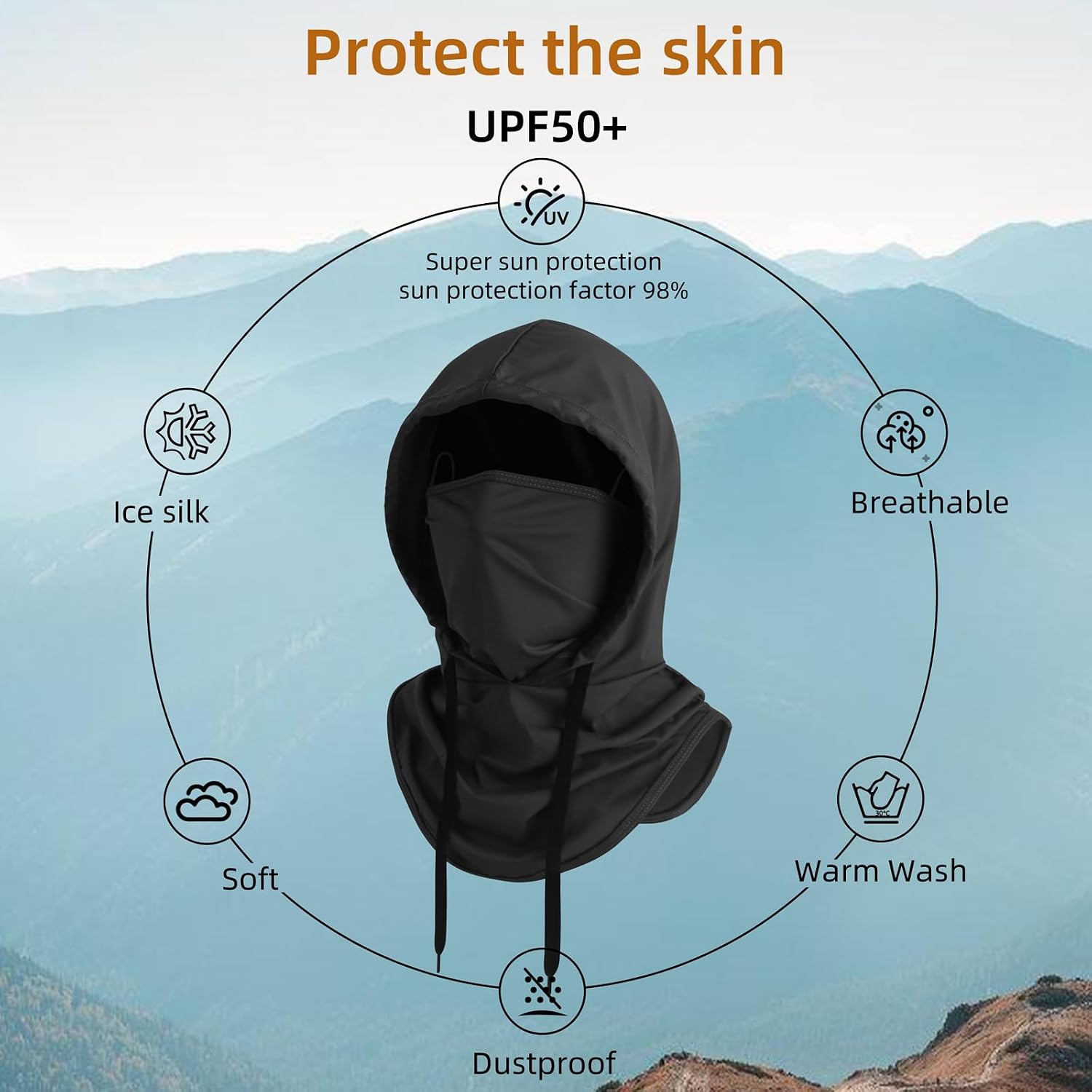 Summer Balaclava Face Mask with Breathable Holes Sun Face Shield UV Protection Full Head Mask for Men Women Fishing Cycling
