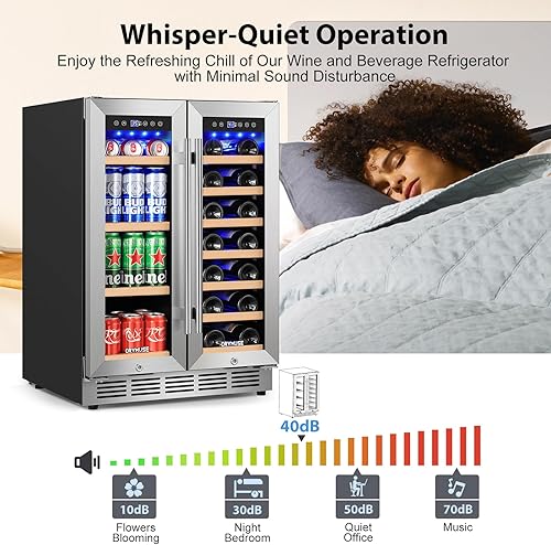 Miniatura 4 de Refrigerador de vino y bebidas de 24 pulgadas, refrigerador de bebidas de doble zona con refrigeración mejorada, integrado o independiente, 20