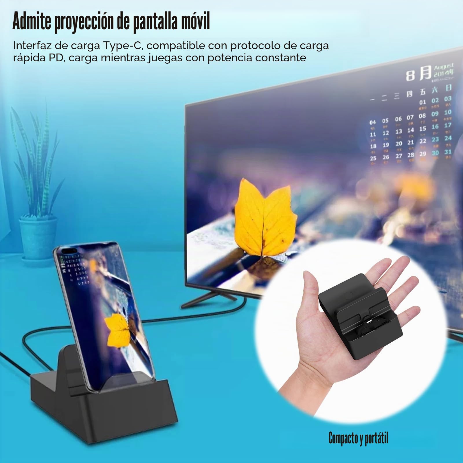 Nizirioo Estación de Carga Portátil para Nintendo Switch/OLED: Base de Carga Mini Con 4K HDMI y USB 3.0