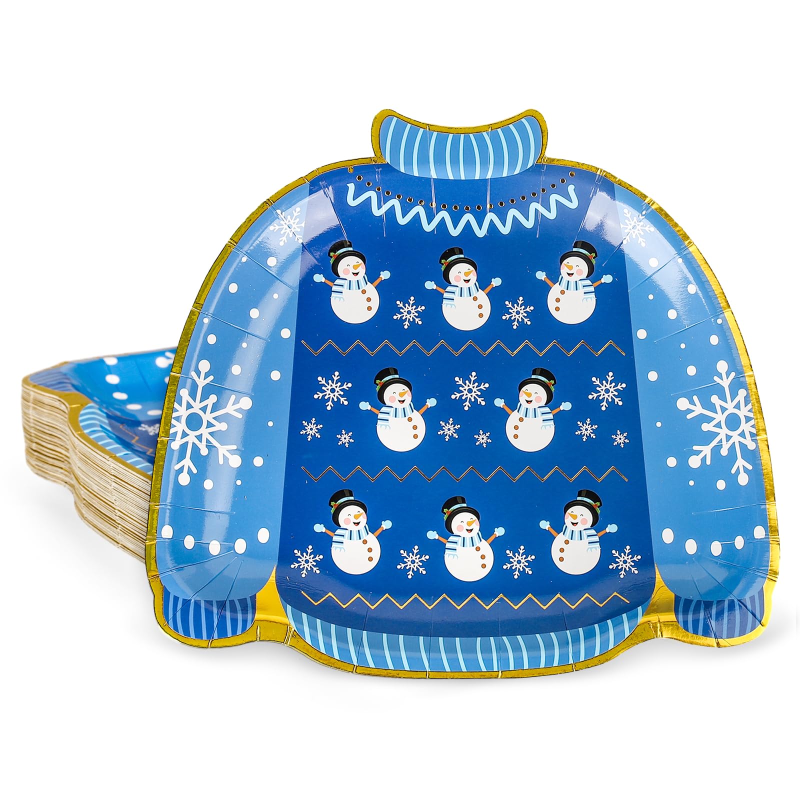 Assiettes jetables en carton de Noël pour éviter la vaisselle au réveillon motif flocons