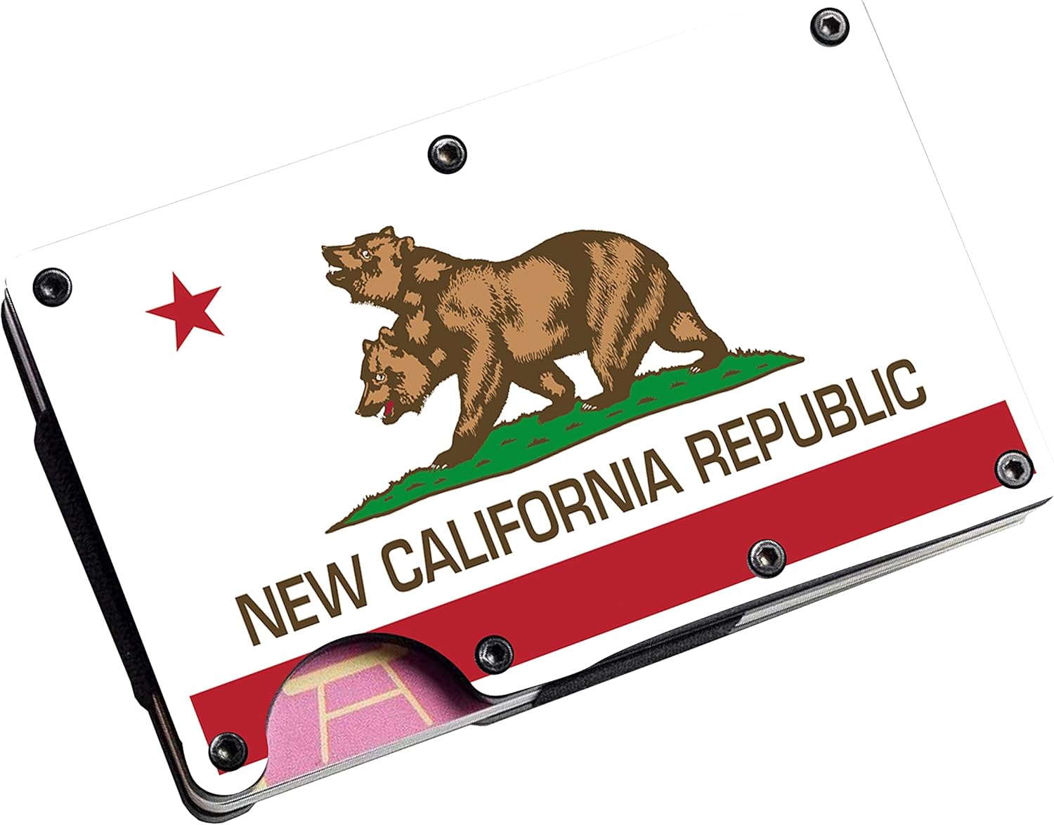 Apedes Brotherhood of Steel Red New California Money Clip Wallet Credit Card - Aluminum/Stainless Steel Card Holder, The New California Republic, Protects Advanced Technology, 3.74" x 2.56" x .31"