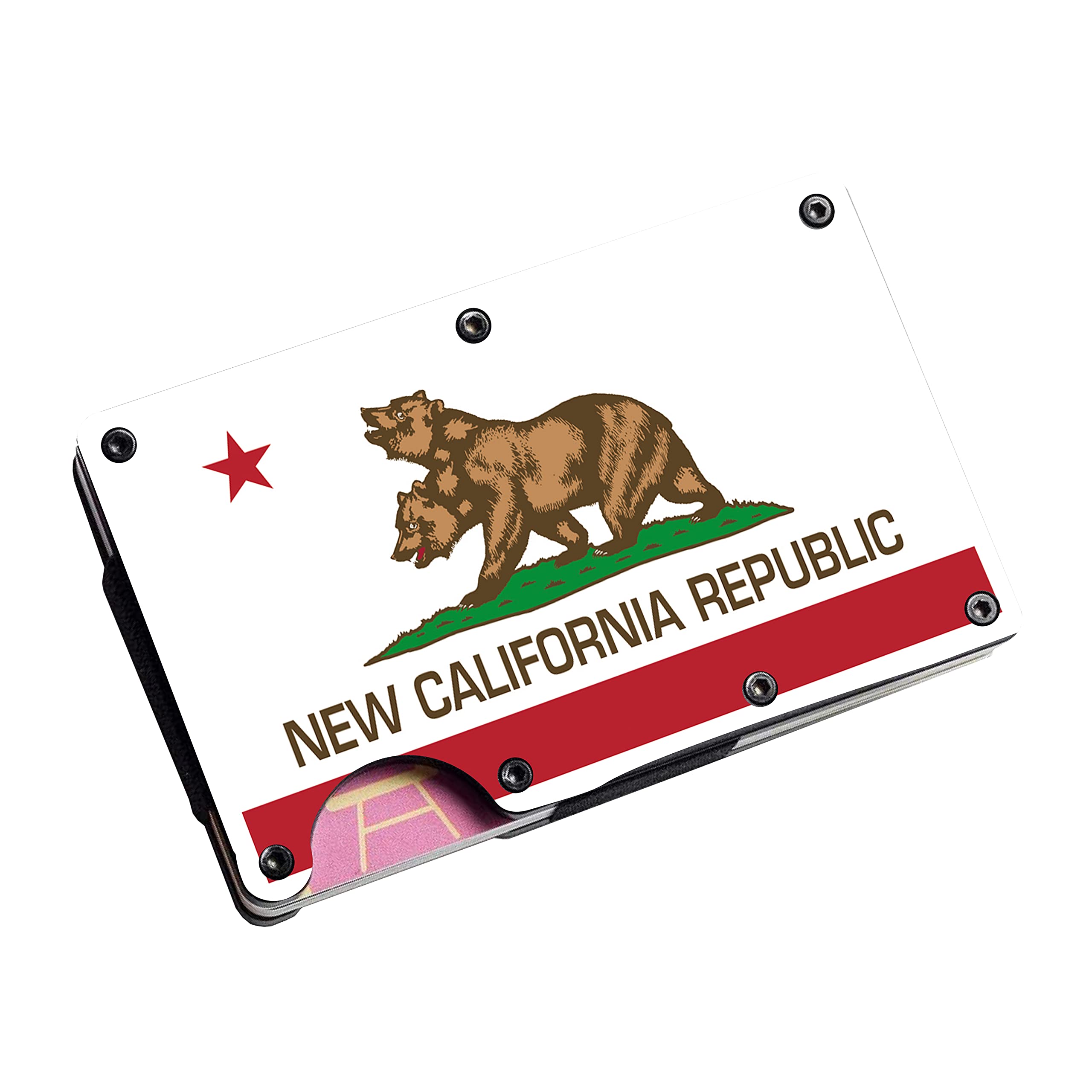 Apedes New California Republic Aluminum Stainless Steel Money Clip Mens Wallet and Credit Card Holder - Gift for Birthdays, Christmas, Fallout Fans