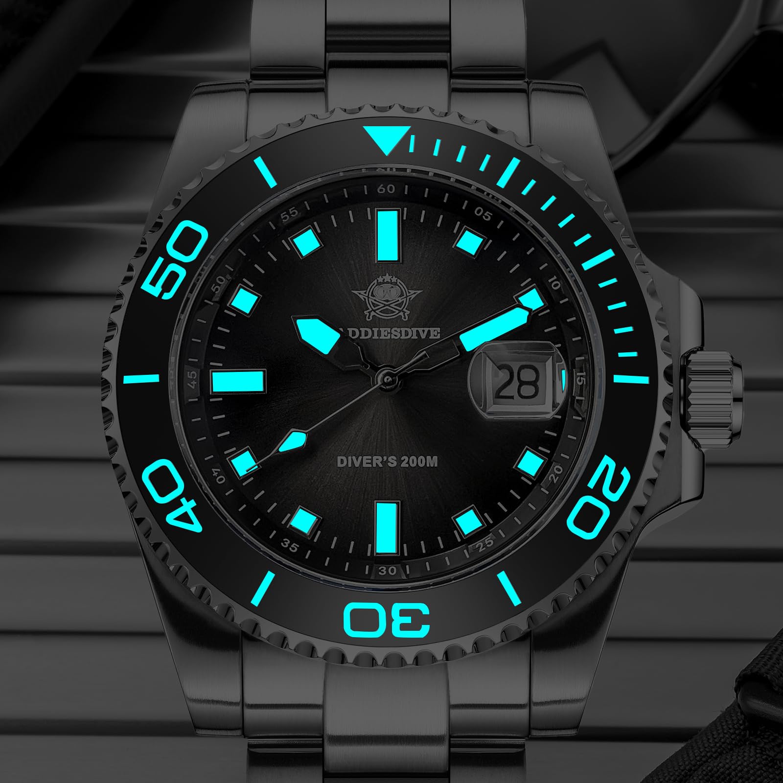 ADDIESDIVE Quarzo Orologio Uomo Diver's 200M Subacquei Luminescente Acciaio Inossidabile