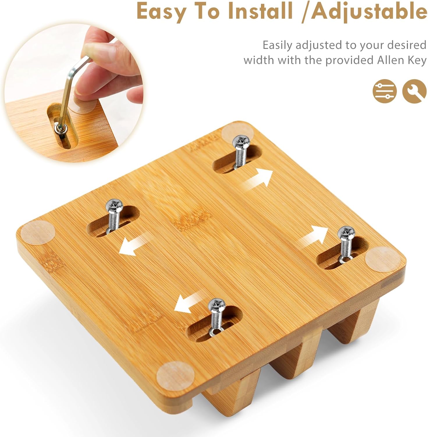 Vertical Laptop Stand for Desk, Double Stand Holder with Adjustable Dock 0.98" to 1.77", Fits All MacBook/Surface/Samsung/HP/Dell/Chrome Book, Natural Bamboo