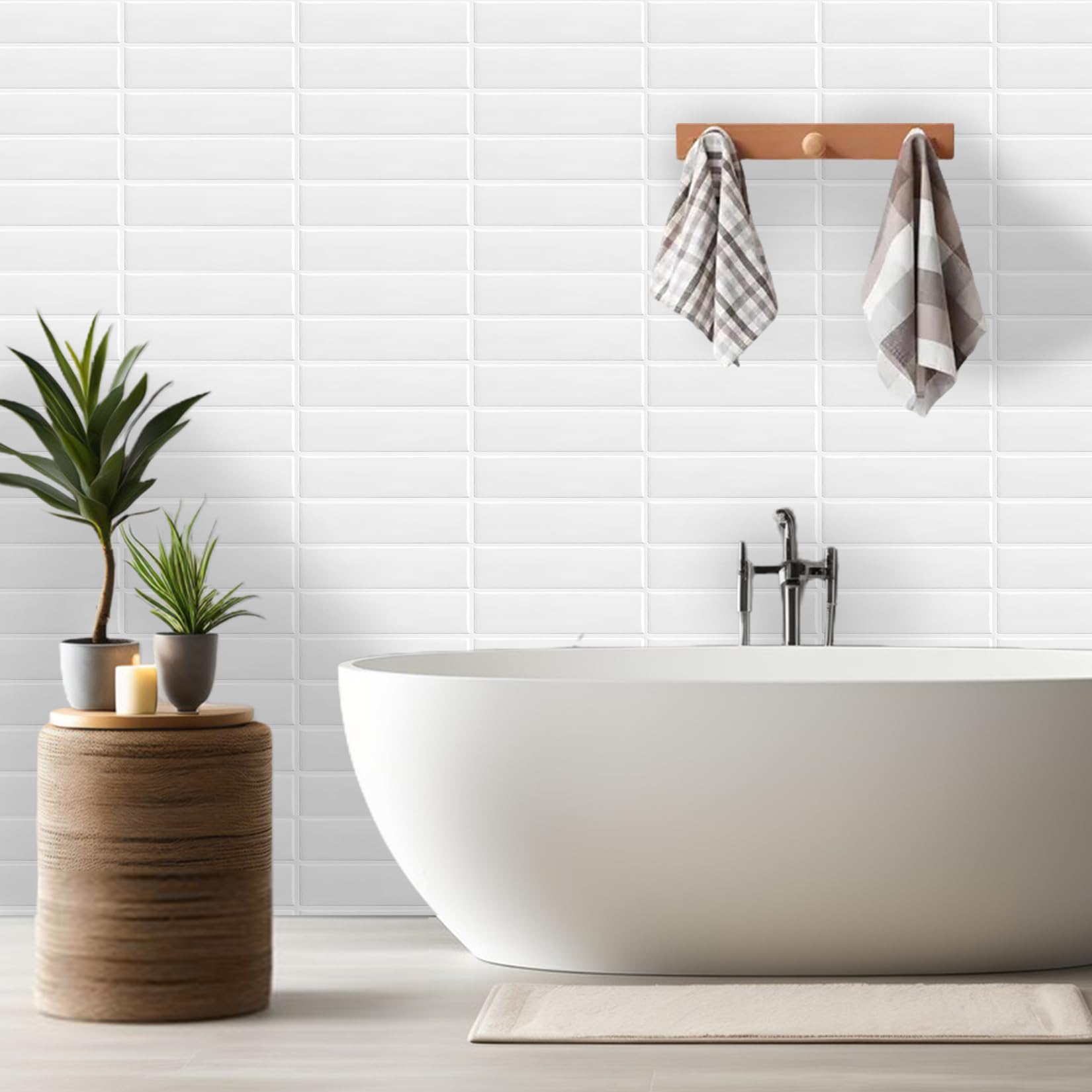 10Pezzi Adesivi Piastrelle Cucina Bagno 3D Autoadesivi Per Piastrelle Rimovibili Impermeabili Per Mattonelle Adesive Cucina Decorazione Pareti Decorazione (22.9x29cm)（Bianco）