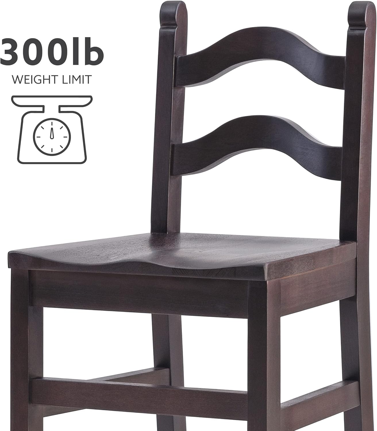 Linon Kayla Dark Brown Wood Set of 2 Fully Assembled Barstools