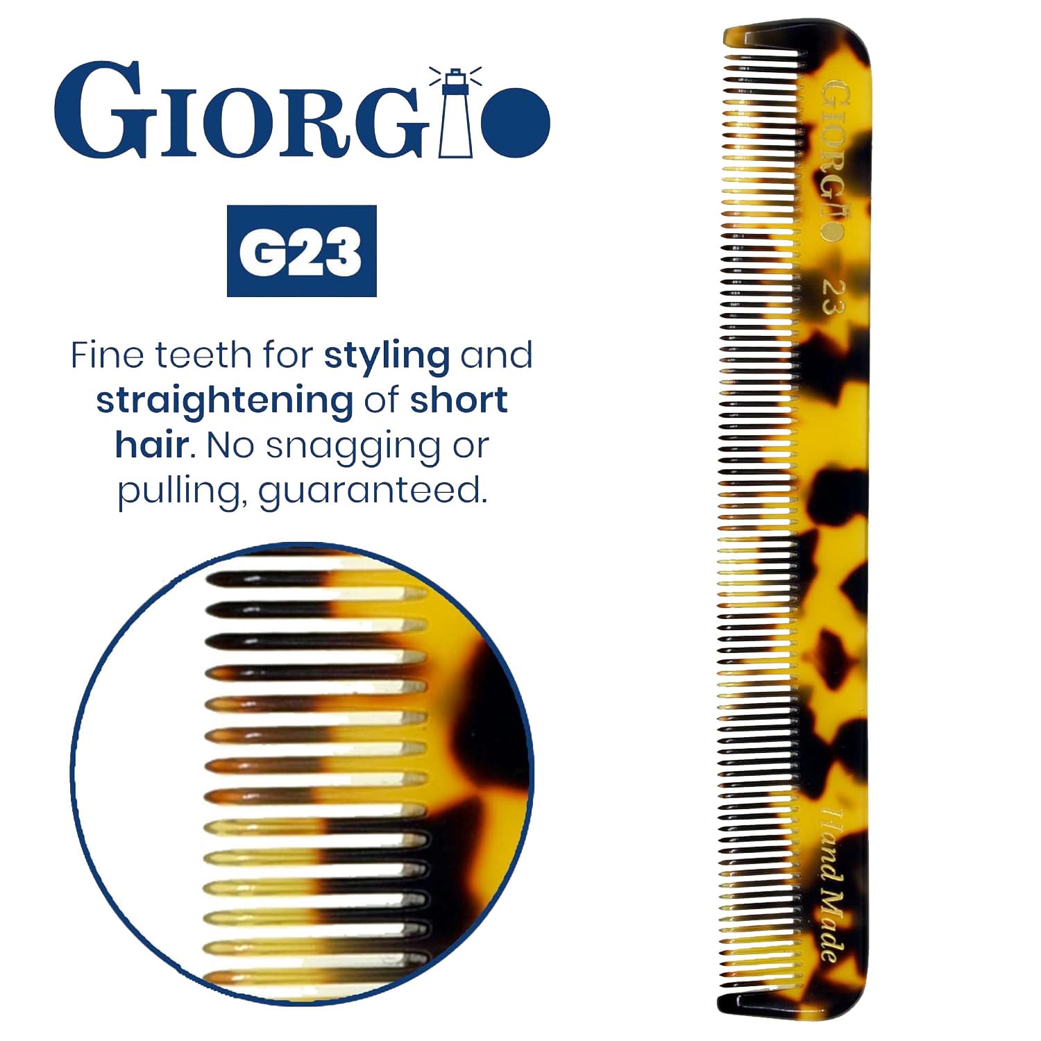 Giorgio G23 Handmade Fine Tooth Pocket Comb for Men, Mustache and Beard Comb for Men, Pocket Combs for Everyday Grooming or Styling Hair, Saw Cut and Hand Polished (4.6") image 4