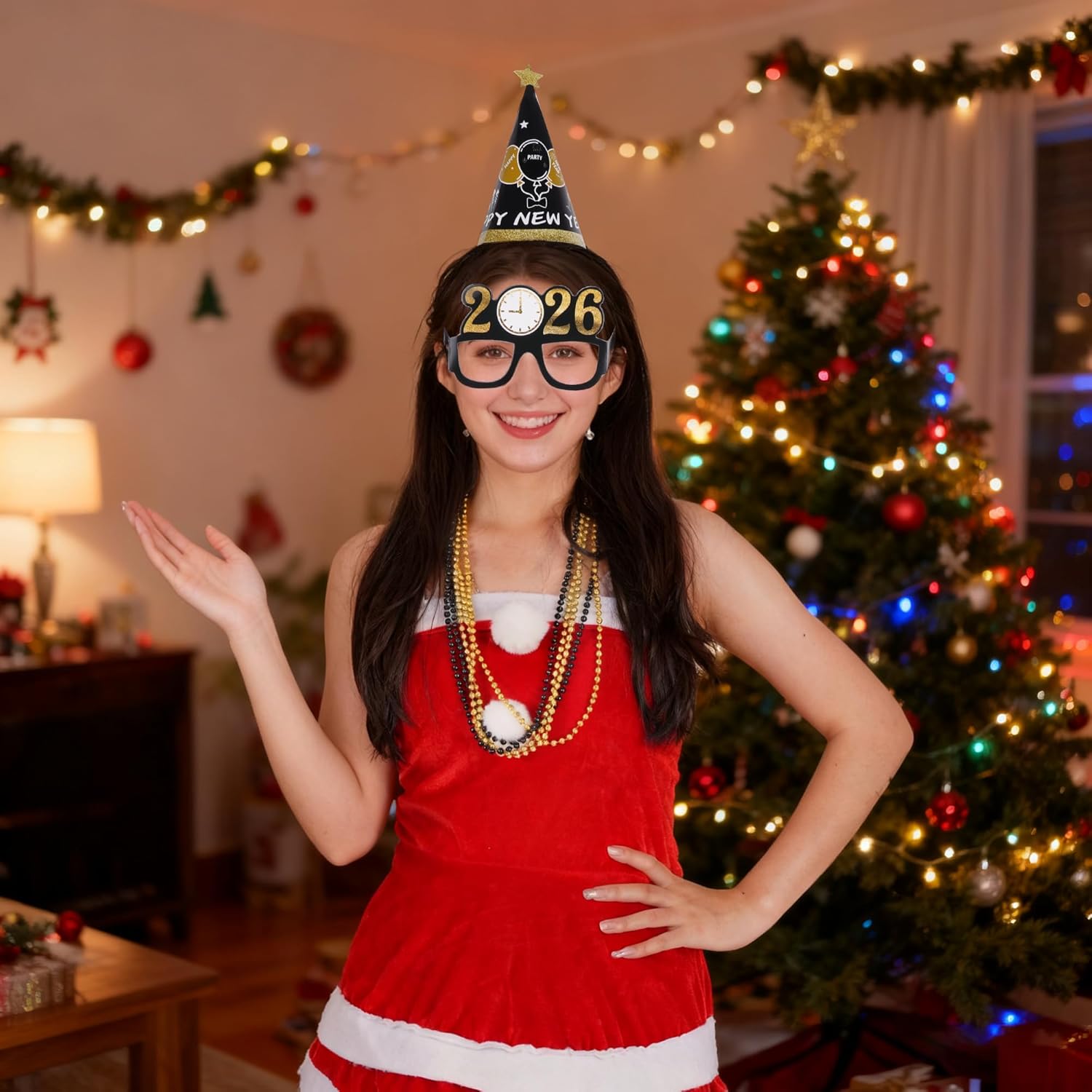 New Years Eve Party Supplies 2026 Party Decorations Happy New Year Eve Favors Include Hats Glasses Necklace and Blowers for 2026 Decors Photo Props - Image 7