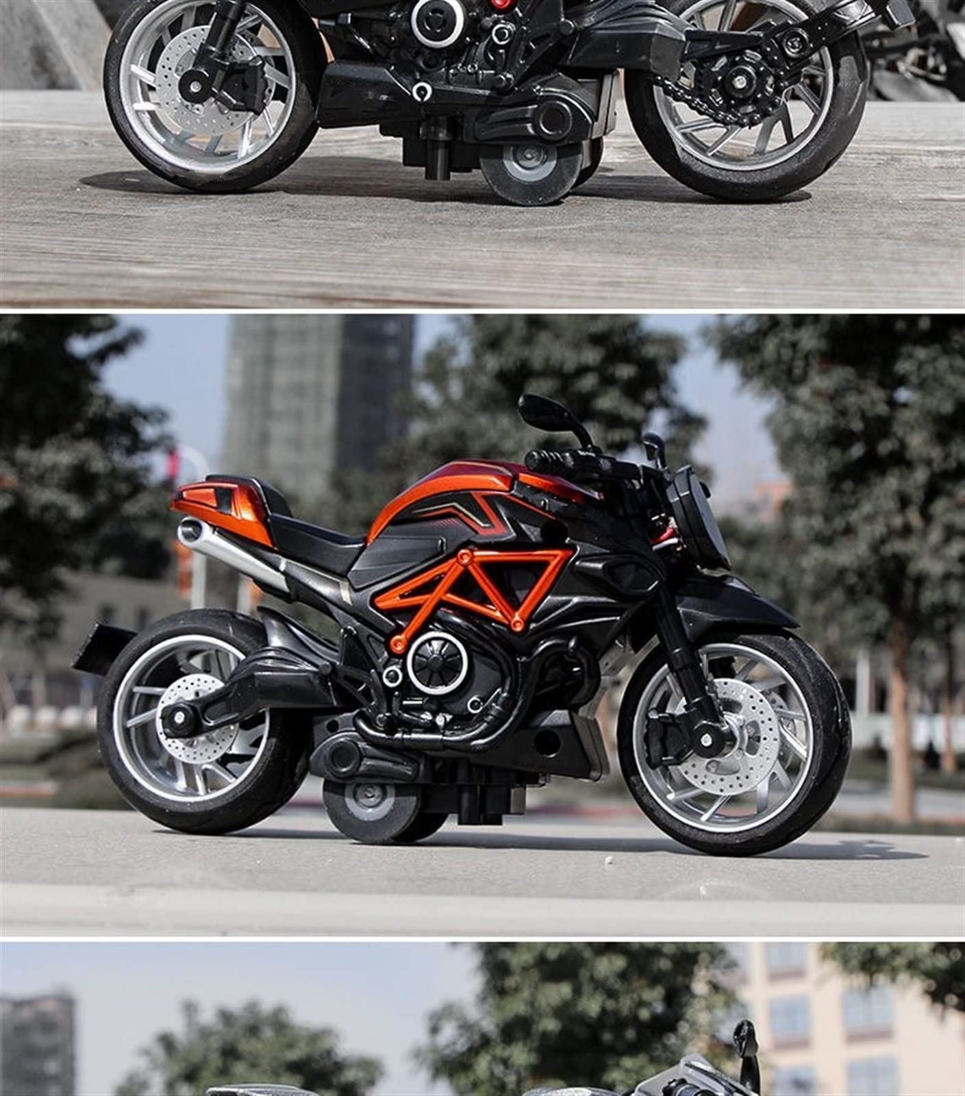 Moto de Juguete Modelo De Motocicleta, Luz Y Efecto Sonido, Coche Fundido A Presión, Juguetes para Niños, Regalo Cumpleaños, para, Escala 1:12, Aleación | Orange