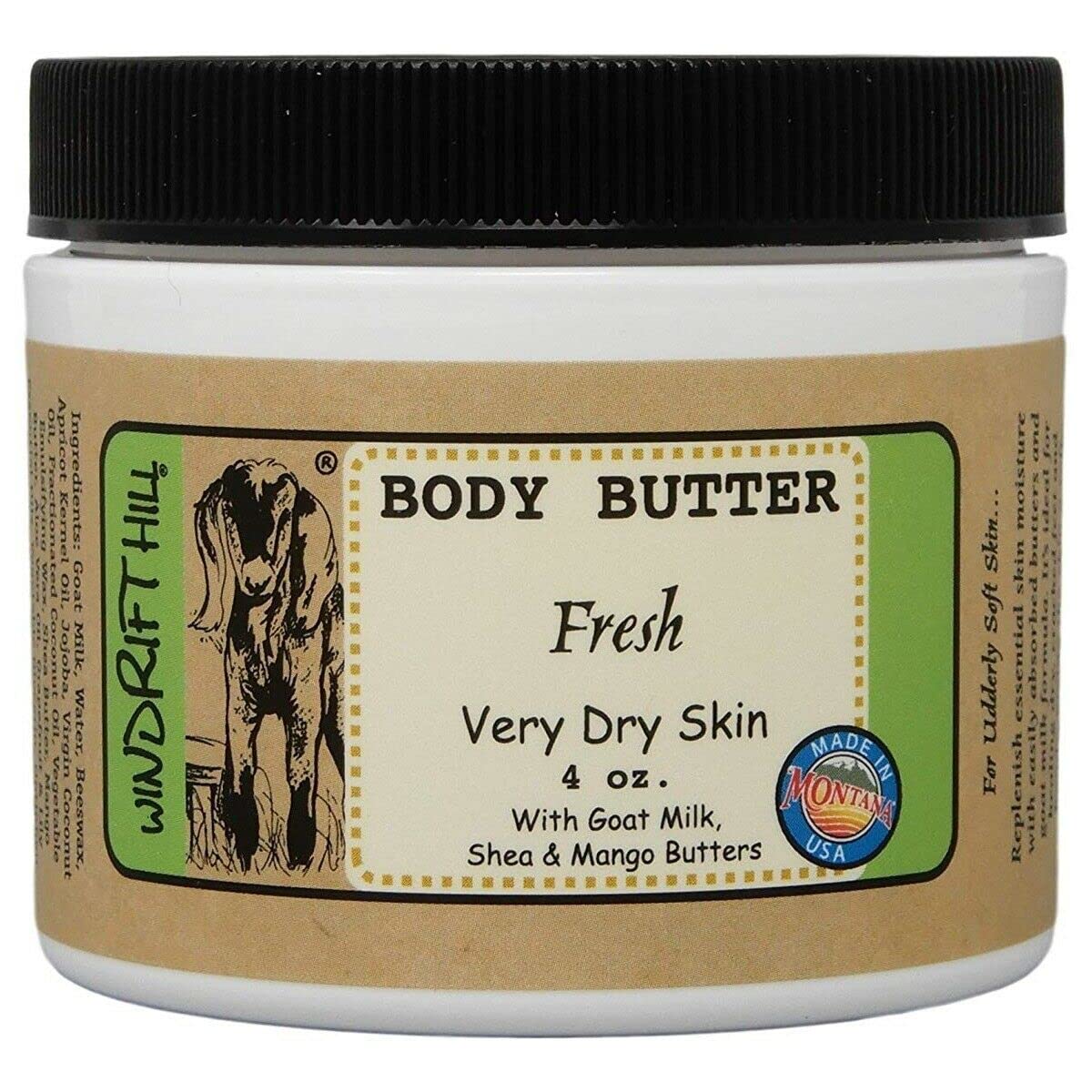 Windrift Hill 4oz Body Butter Moisturizing Lotion For Very Dry Skin (Lively Apricot)
