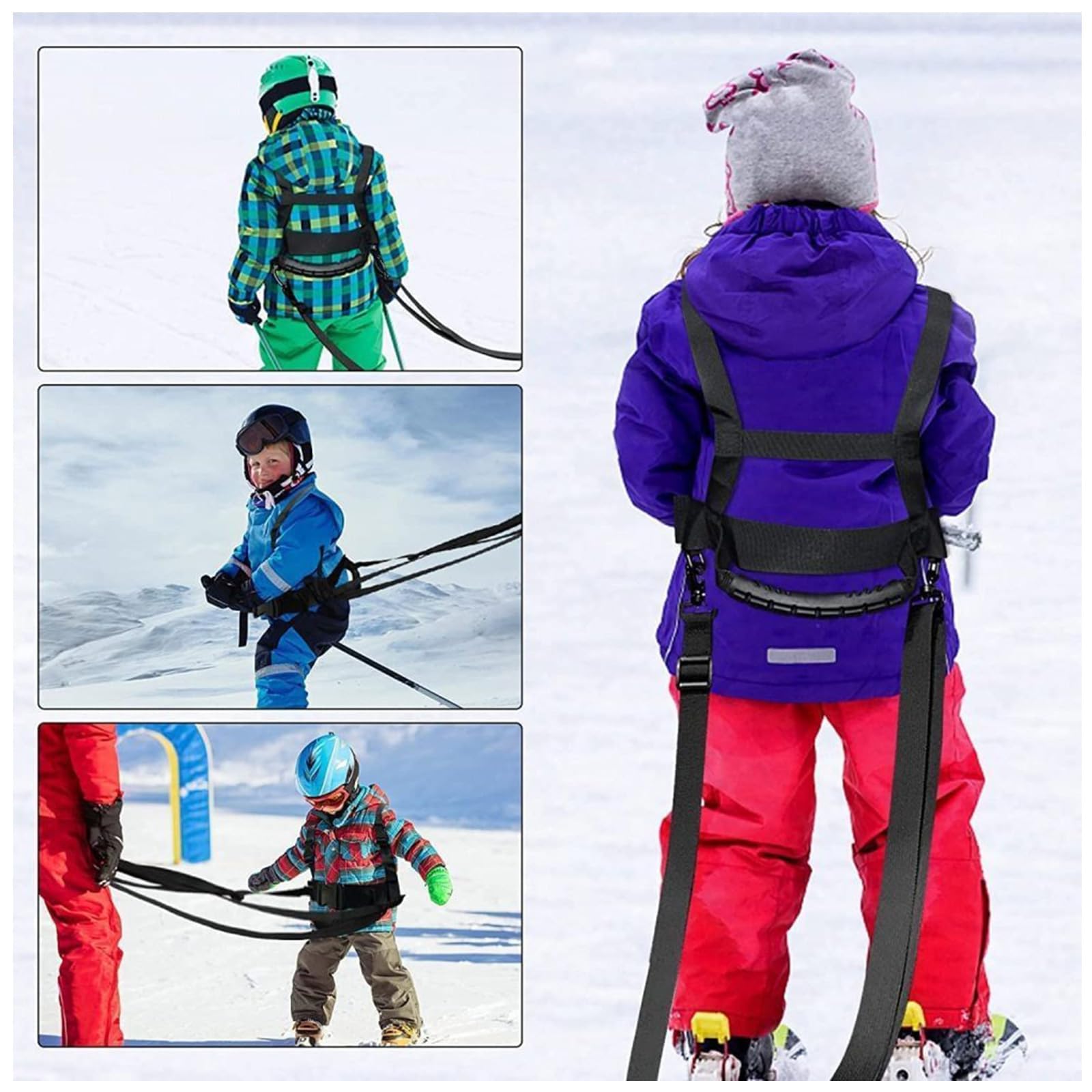 Arnés de Esquí con Correa Extraíble y Bolsa, Arnés de Entrenamiento para Esquí y Snowboard para Niños Niñas Principiantes