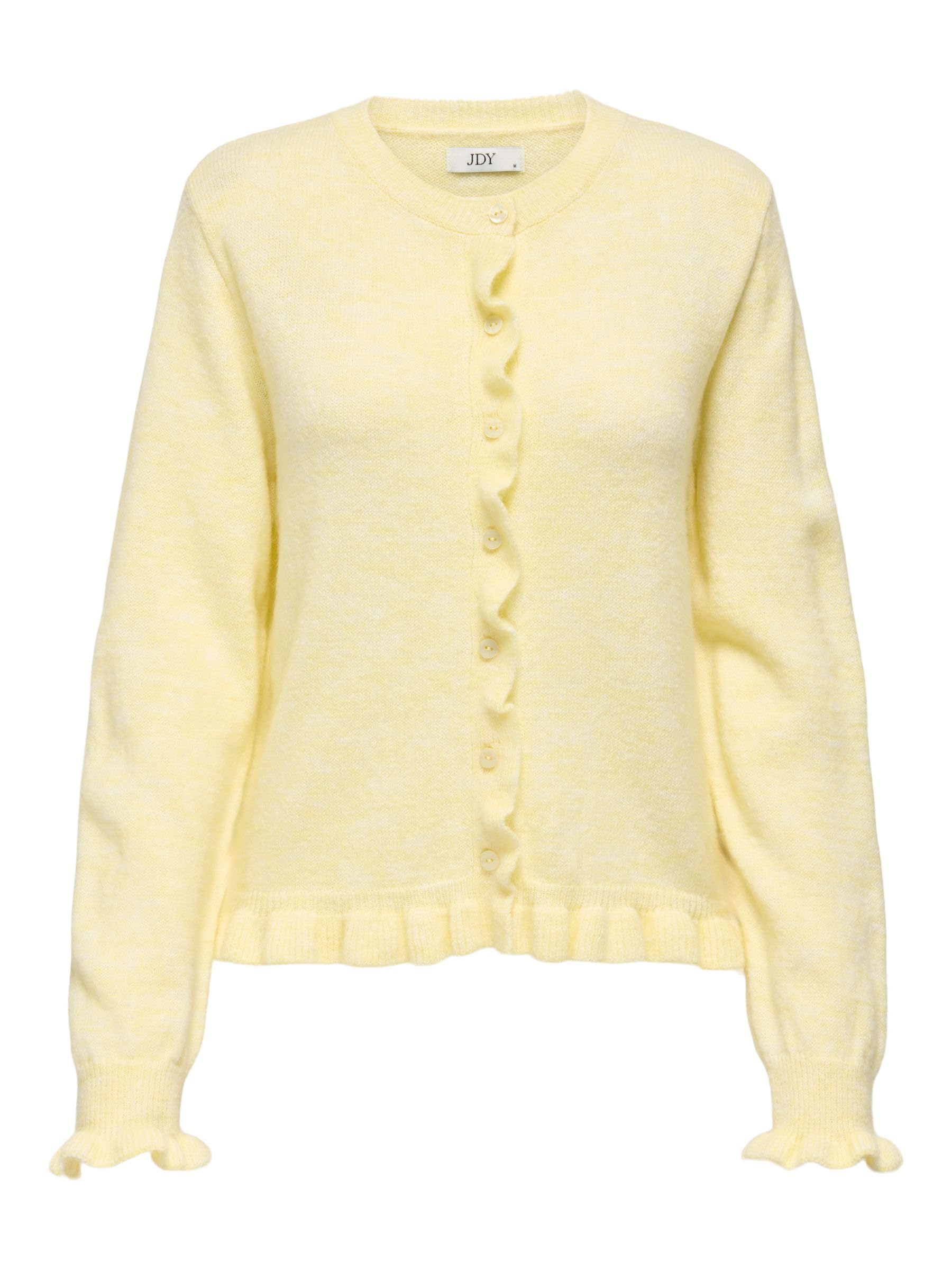JdY Letty L/S On Frill KNT Noos Cardigan, Pastel Yellow, XS