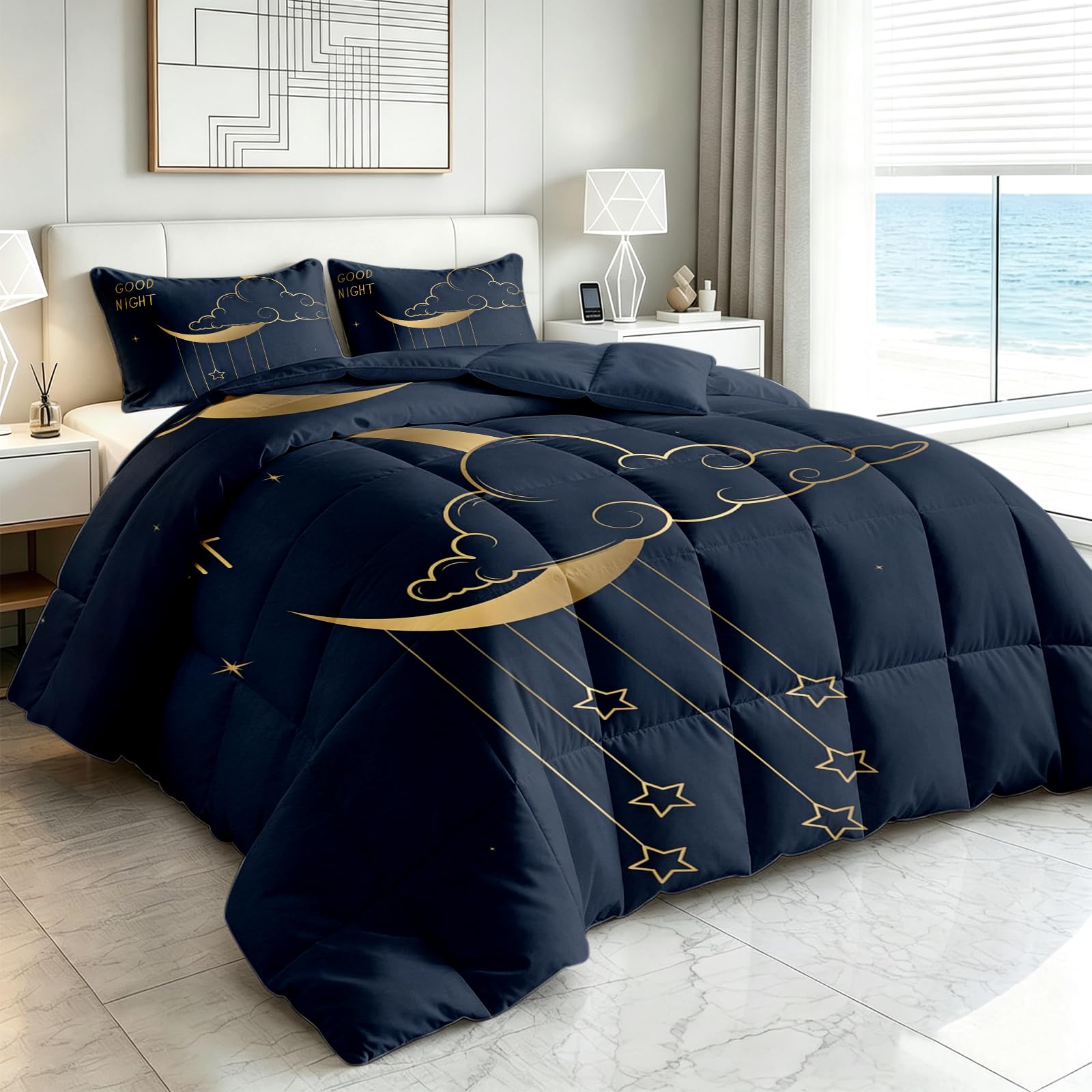 Générique Couette sans Housse 4 Saisons Croissant De Lune étoile 220x240 cm