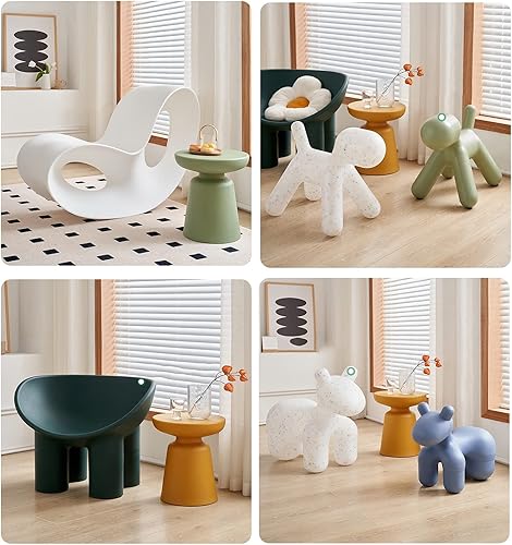 Miniatura 7 de Mesa auxiliar para sofá, mesa de centro redonda nórdica (15.7 x 17.7 pulgadas), mesita de noche pequeña para dormitorio, mesa de esquina para