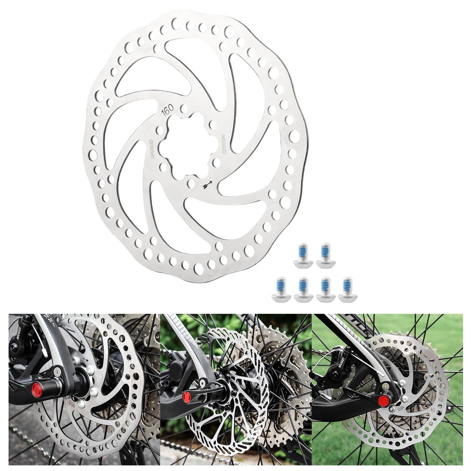 Disco de Freno Bicicleta Rotor Disco Rótor Accesorio Acero Inoxidable con Diseño Aligerado Y Orificios de Ventilación para Enfriamiento