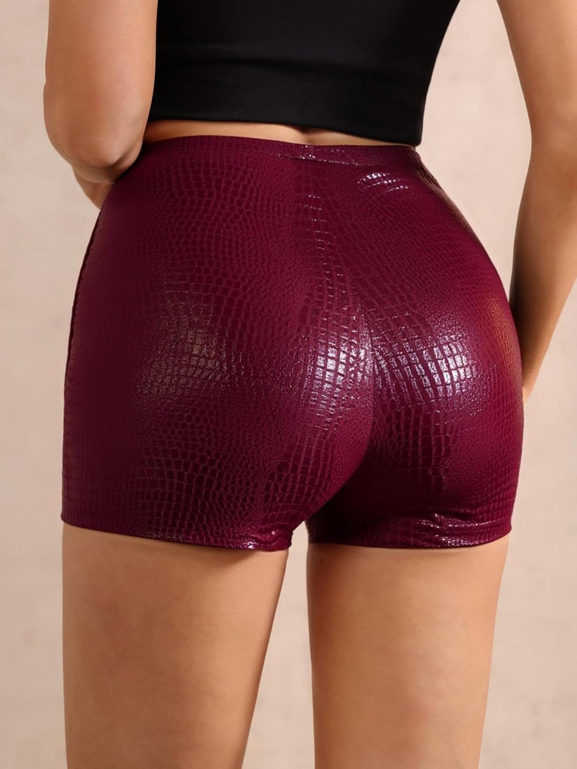 Women's Leather Mini Shorts Y2k High Waisted Stretchy Going Out Skort Night Out Outfit - Image 2