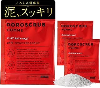 DOROSCRUB クレイバスソルト バスソルト 入浴剤 大容量 ギフト 発汗 保湿 天然泥 ウッディな香り 浴用化粧料 40g 3個セット