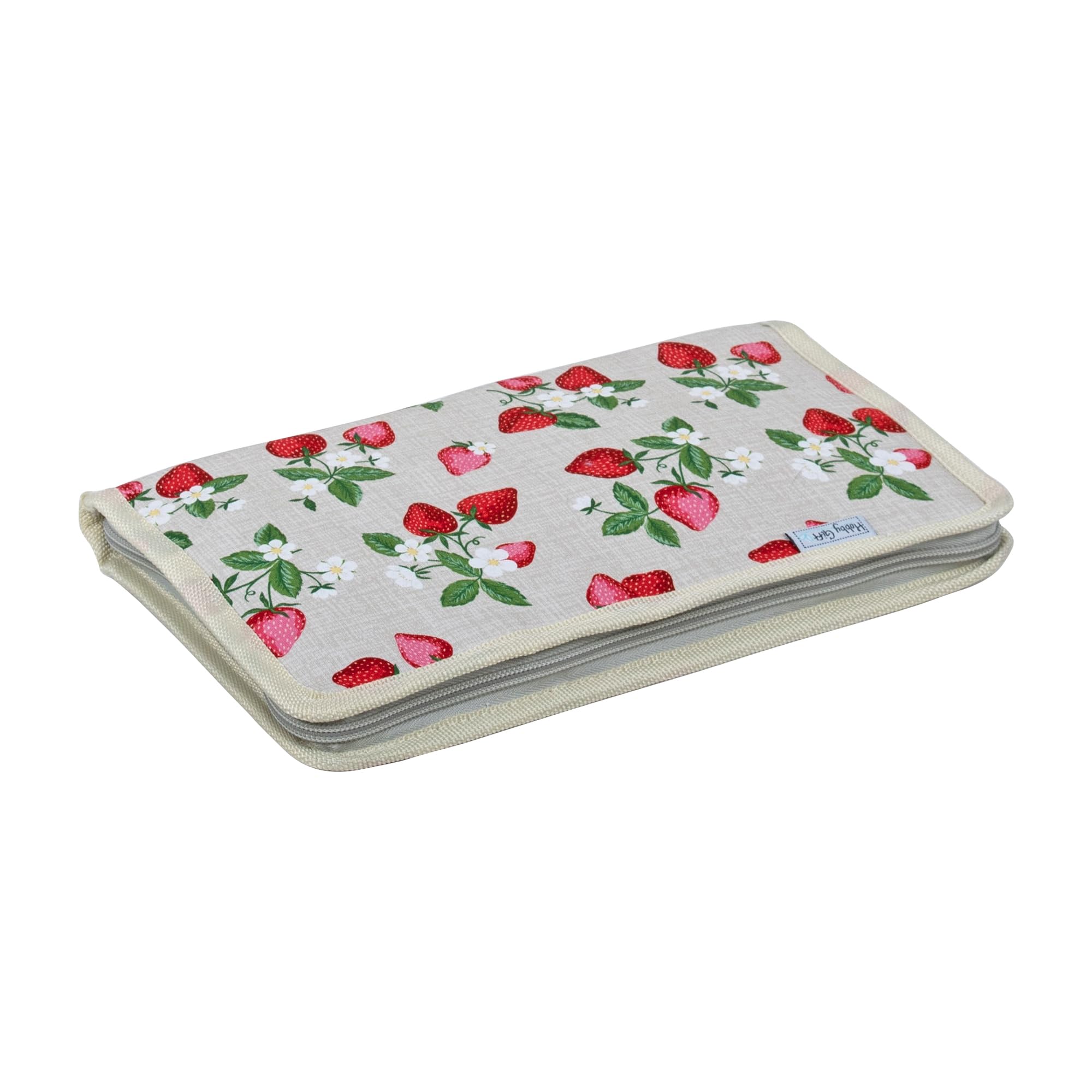 Hobby Gift Natural Strawberries Interchangeable Needle Case - Pockets For Crochet Hooks Accessories - 100% Cotton Hard Zippered Case - 2 X 17.2 X 28.5Cm