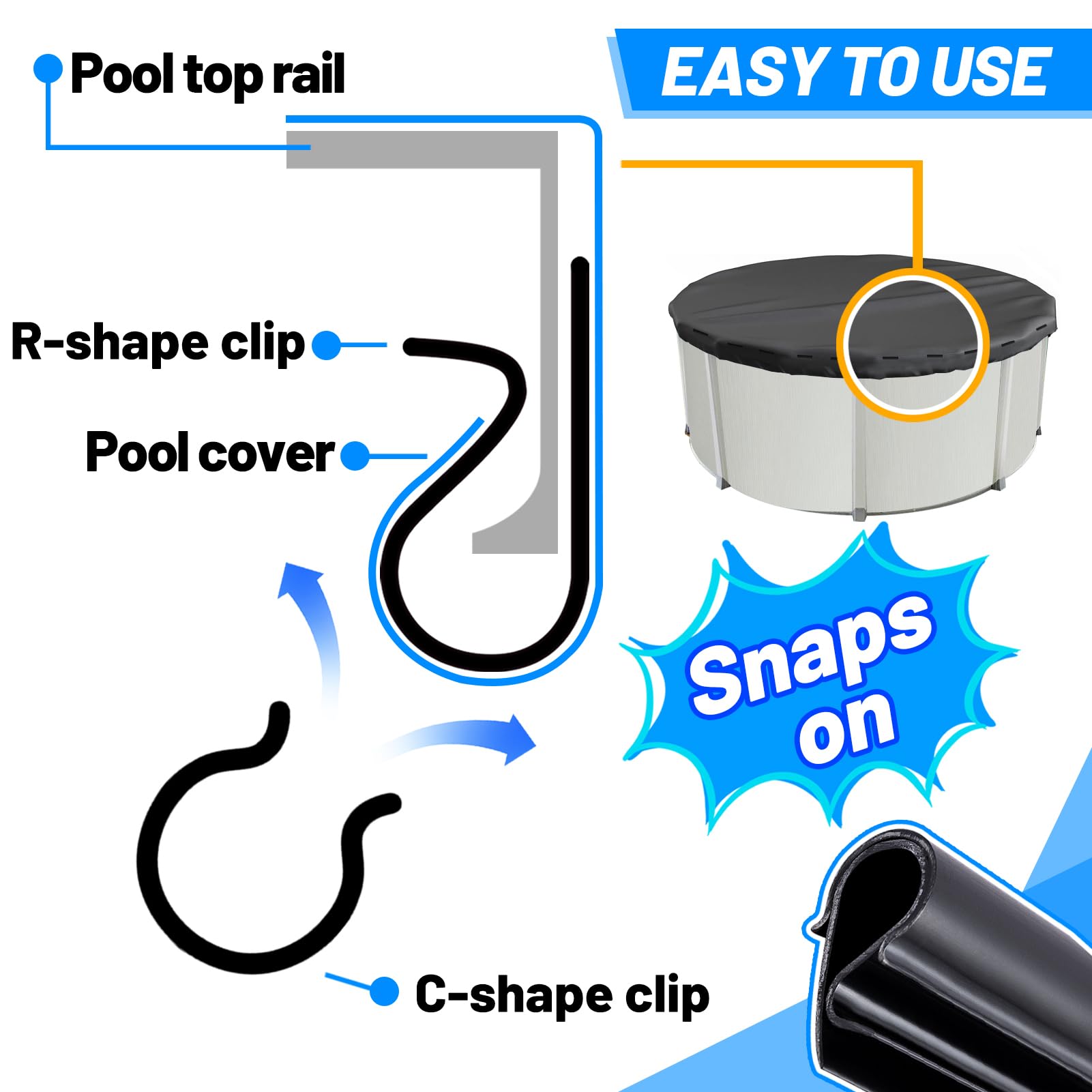 Snapklik.com : 60 Pack 2 Shapes Winter Pool Cover Clips - Double ...