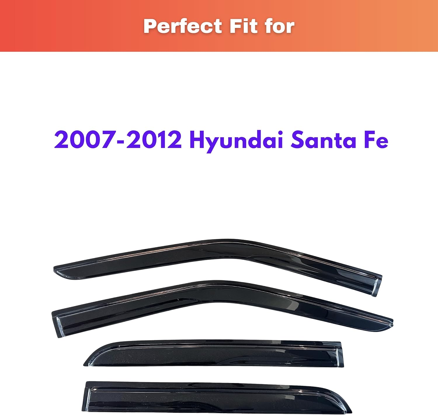 kpy rain guards fit for 2007-2012 hyundai santa fe, out-channel window visors vent wind deflectors 4pc, car accessories for 07-12 santa fe 2007-2012 santa fe