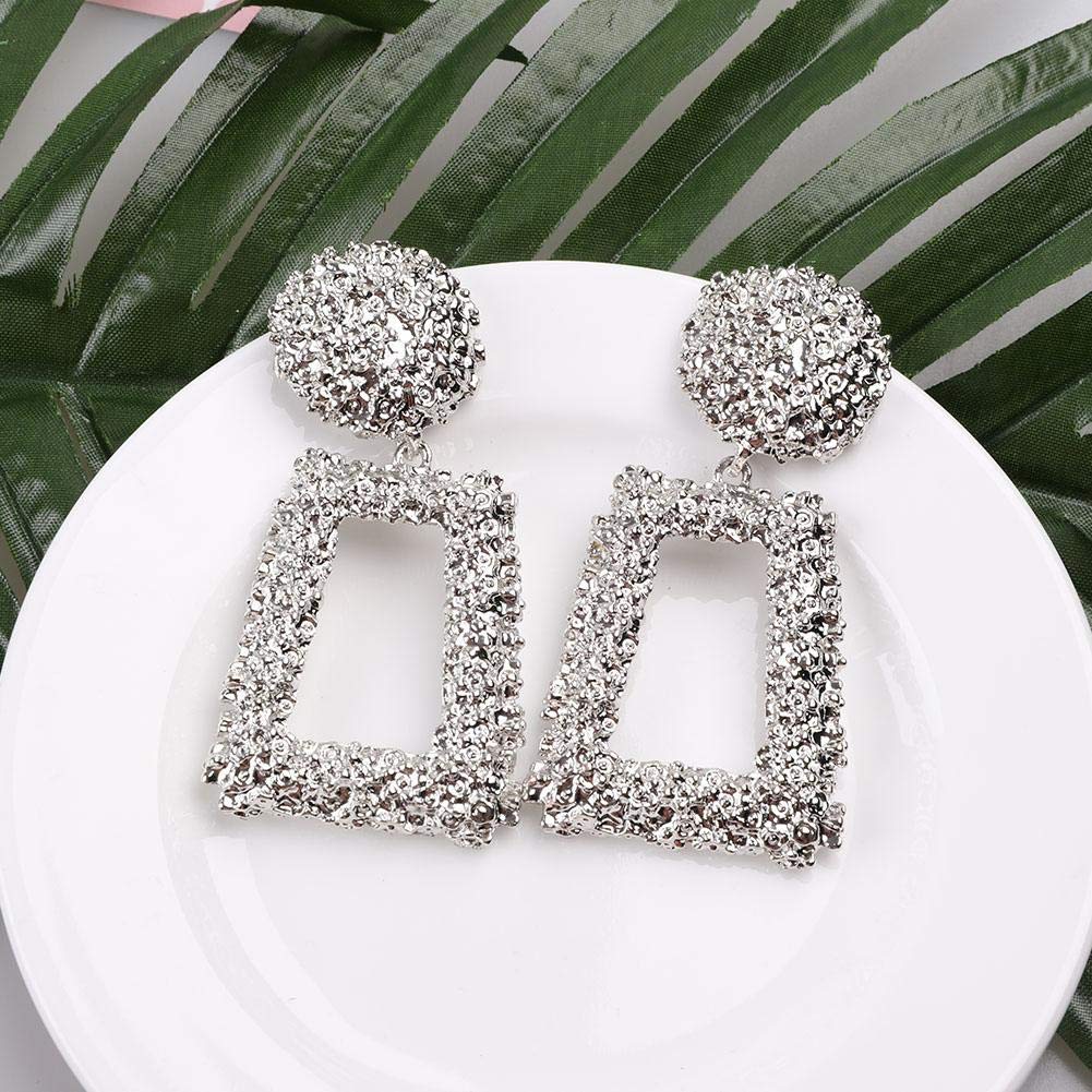 Geometric Square Shaped Sparkling Drop Earrings