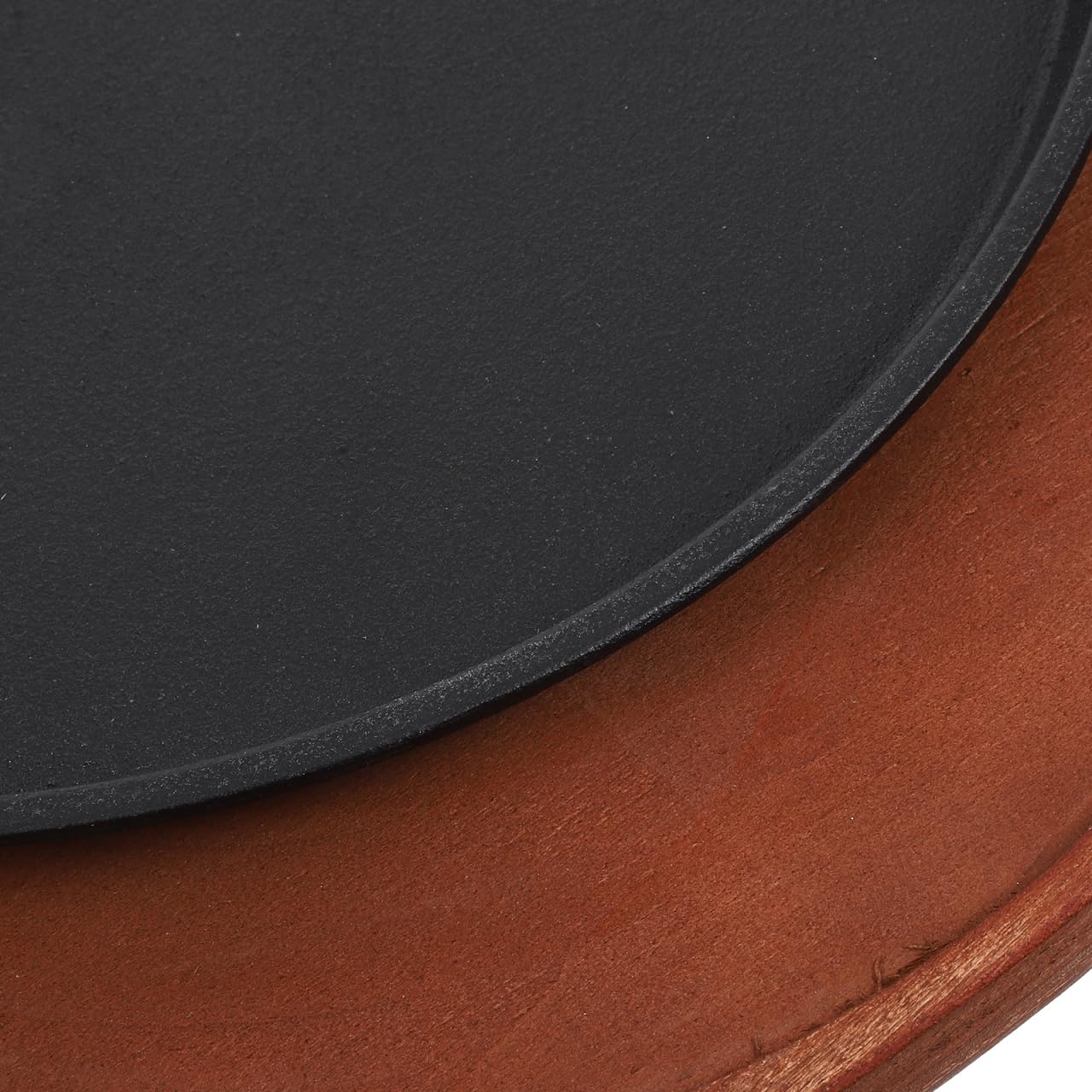 TIDTALEO Plato De Carne De Hierro Fundido 10.82X10.03In Con Base De Madera SartéN Para Asar Uniforme Y Resistente Para Parrilla Hogar Cocina