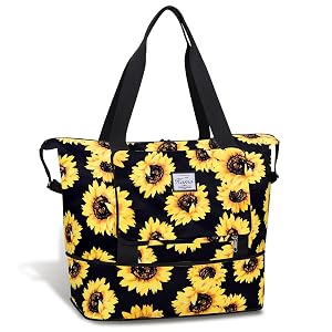 KAMO Travel Duffle Bag Expandable Weekender Overnight Bag With Wet Pocket Foldable Tote Bag with Multiple Pockets Sports