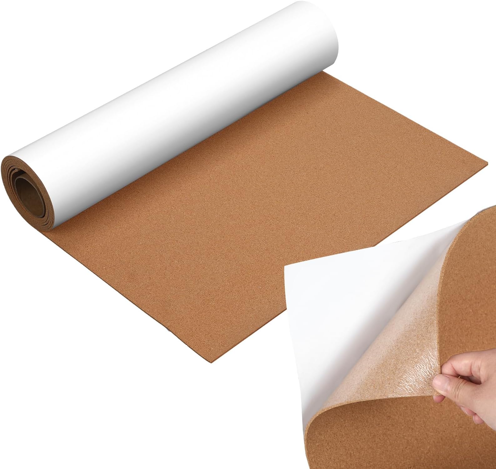 Geetery 24 x 100 Inches Self Adhesive Cork Roll Thickness Bulletin Message Board for Door Signs Floor Wall Decors DIY Craf(3mm)