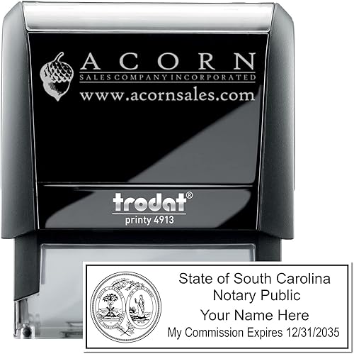 Miniatura 2 de Sello notario de Carolina del Sur autoentintado, sello notario de Carolina del Sur, impresión rectangular, tamaño 78 pulgadas x 2-14 pulgadas, hasta