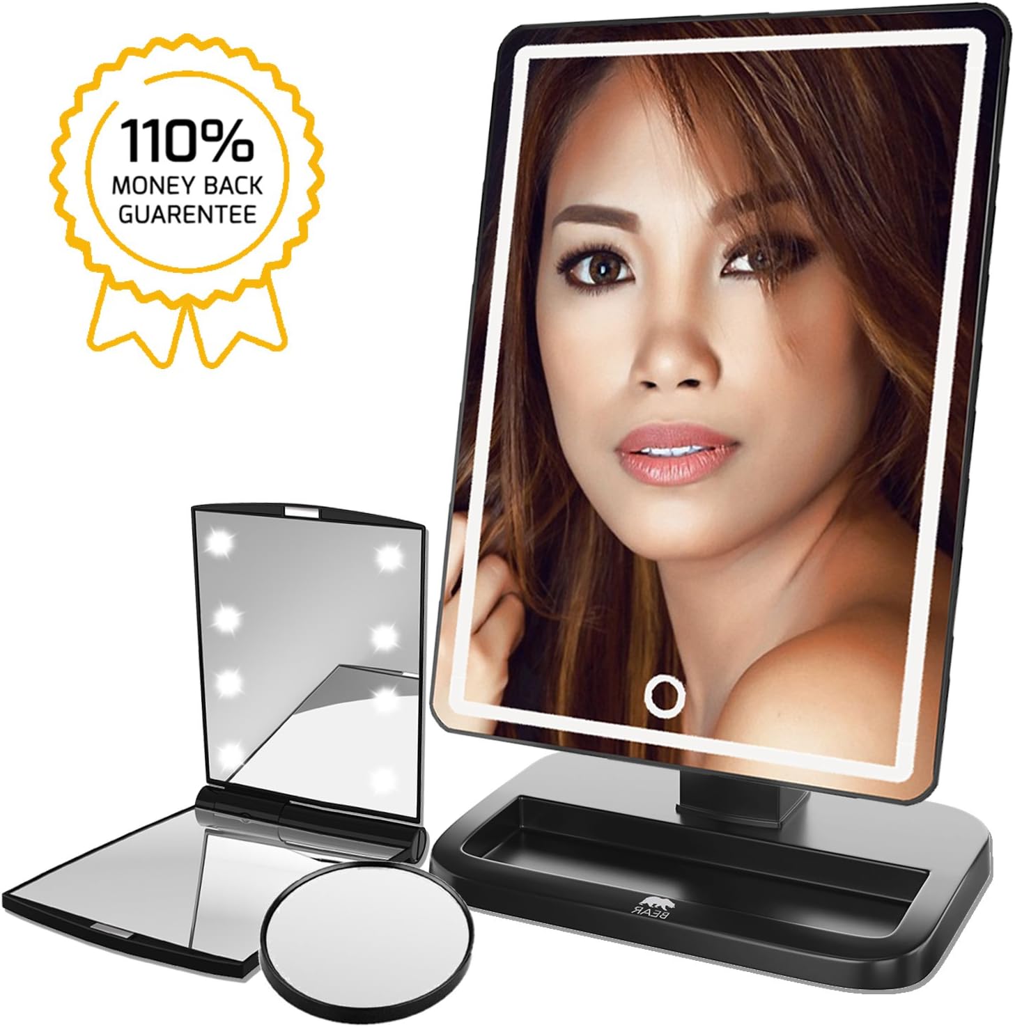 Illuminated Dimmable 80 LED Lighted Makeup Mirror / Vanity Mirror with Touch Screen Dimming