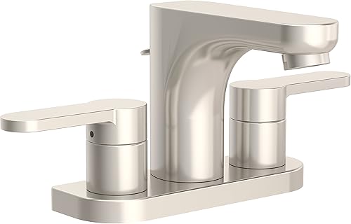 Symmons SLC-6712-STN-1.0 Identity Grifo de baño con 2 manijas con conjunto de drenaje en níquel satinado (1.0 GPM)