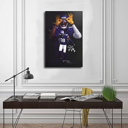 Miniatura 3 de Póster deportivo Justin Jefferson en lienzo para decoración de pared pinturas para sala de estar dormitorio sin marco 12 x 18 pulgadas 118 x 177in