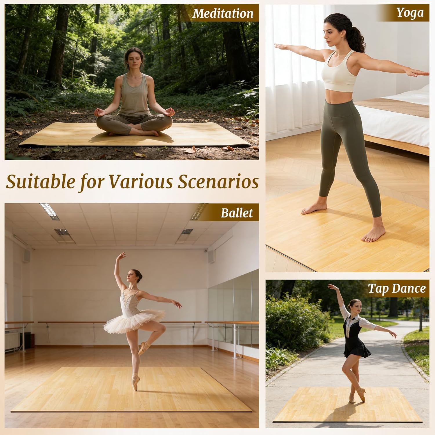 Portable Dance Floor 4ftx6ft,Marley Dance Floor 0.18in Thick,Non-Slip Ballet Practice Floor Mat, Marley Dance Flooring for Ballet Jazz,Pop （4.5mm）