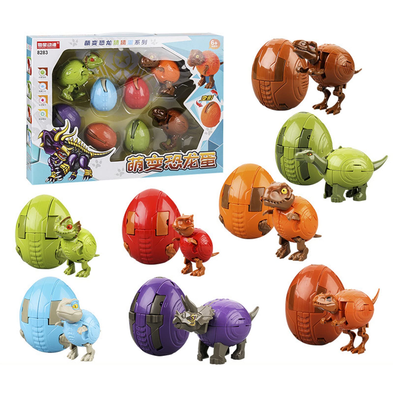 Giftik Deformable Dinosaur Robot Toys Pack,Transforming Dinosaur Figures Toys Set for Kids Boys Girls Age 3 4 5 7 8 9 10 11 12… (Multicolor(8PCS SET))