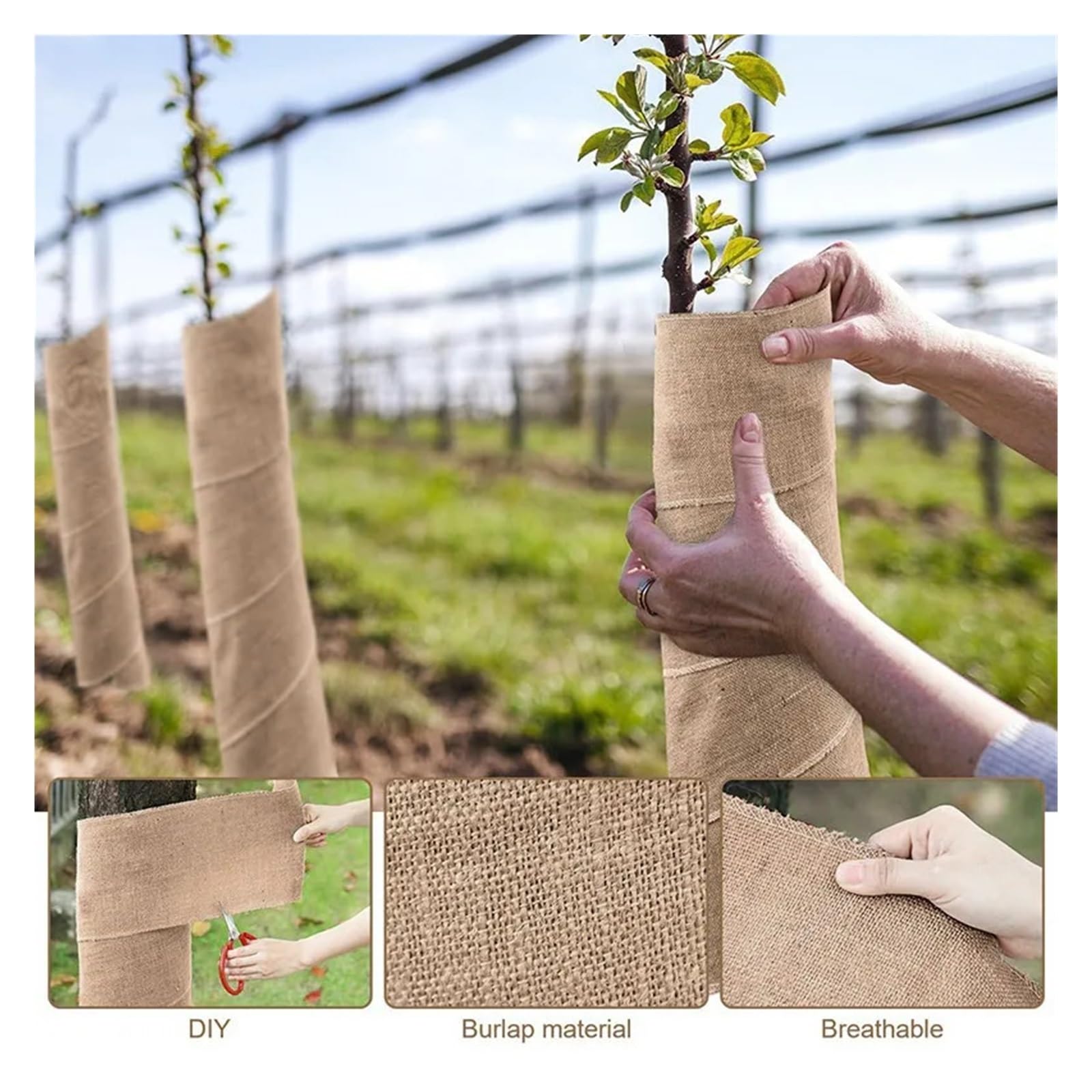 3 uds/3,0 M envoltura de árbol tela lino arpillera, plantas arbustivas for mantener el calor cubierta árboles Para Hogar