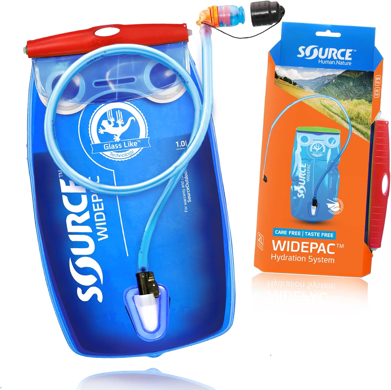 Source 1.5L Widepac Hydration Bladder with High-Flow Helix Bite Valve - The Original Water Bladder Featuring All Advantages of SOURCE Hydration Technology, blue : Hiking Hydration Packs : Sports & Outdoors
