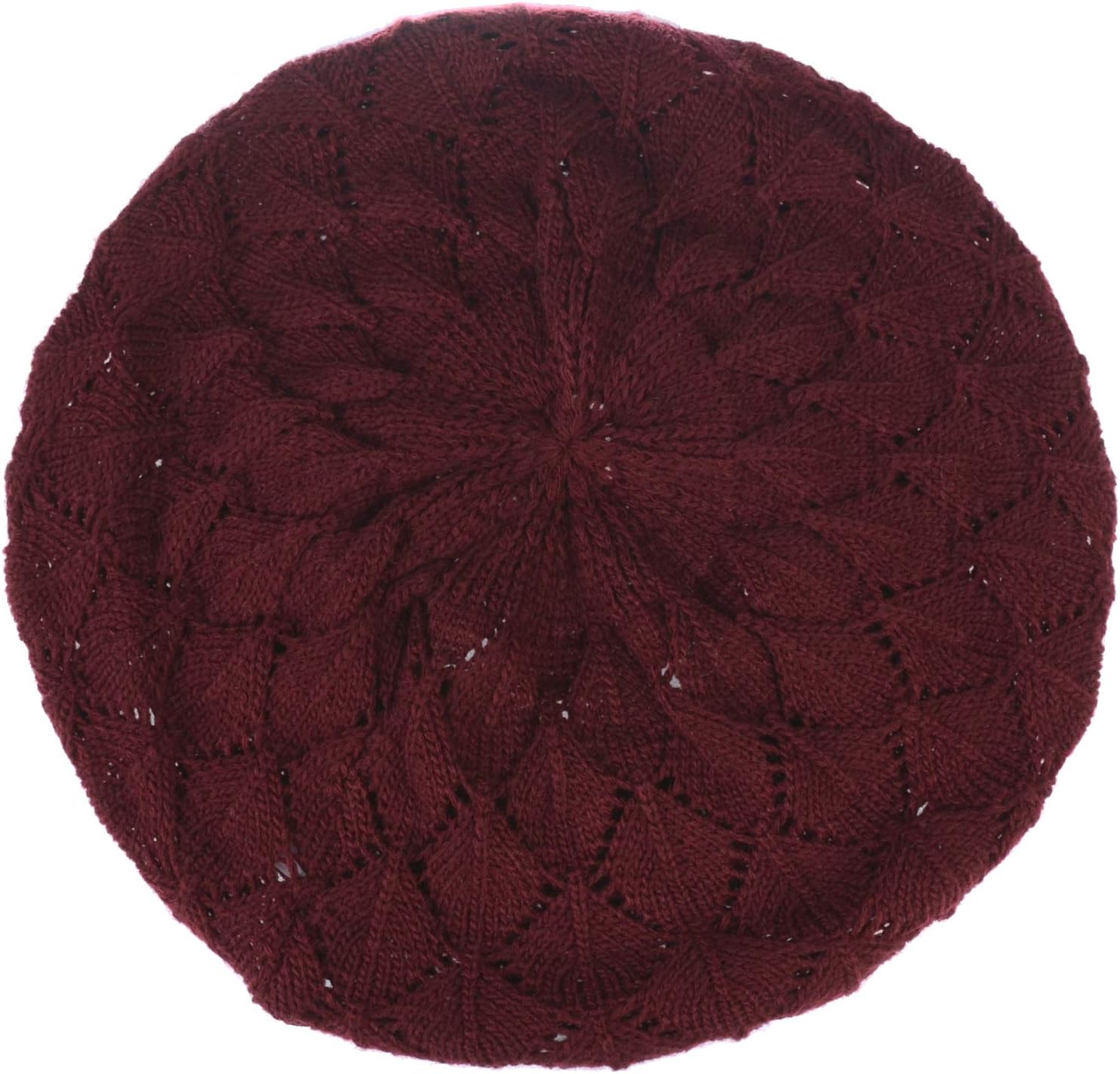 BYOS Chic Soft Knit Airy Cutout Lightweight Slouchy Crochet Beret Beanie Hat - Image 3