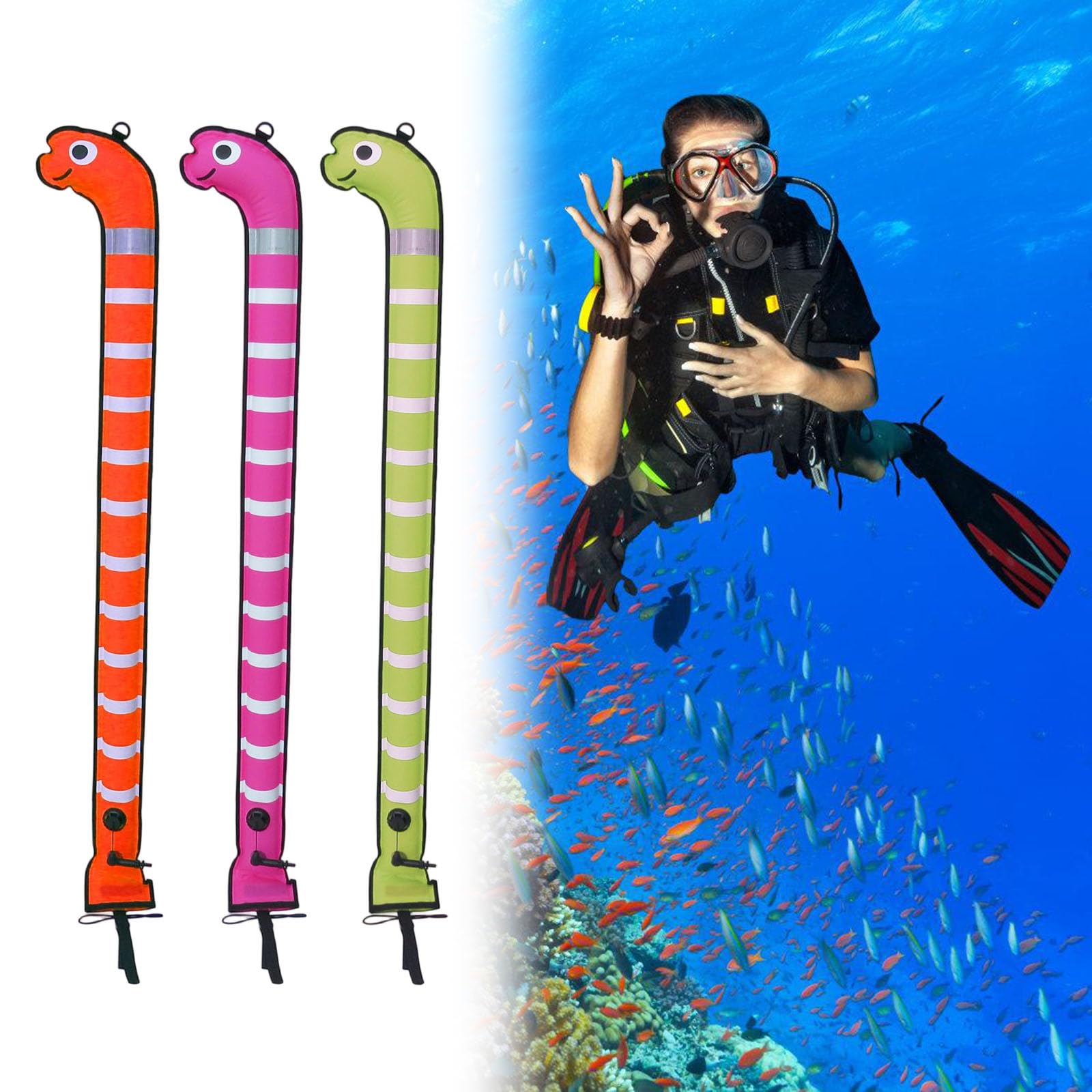 Flotador de inmersión de poliamida apto para principiantes Dispositivo de balanceo de animales marinos de 70, x 5, 91 pulgadas para concursos de agua familiares Flotador de piscina de nailon con