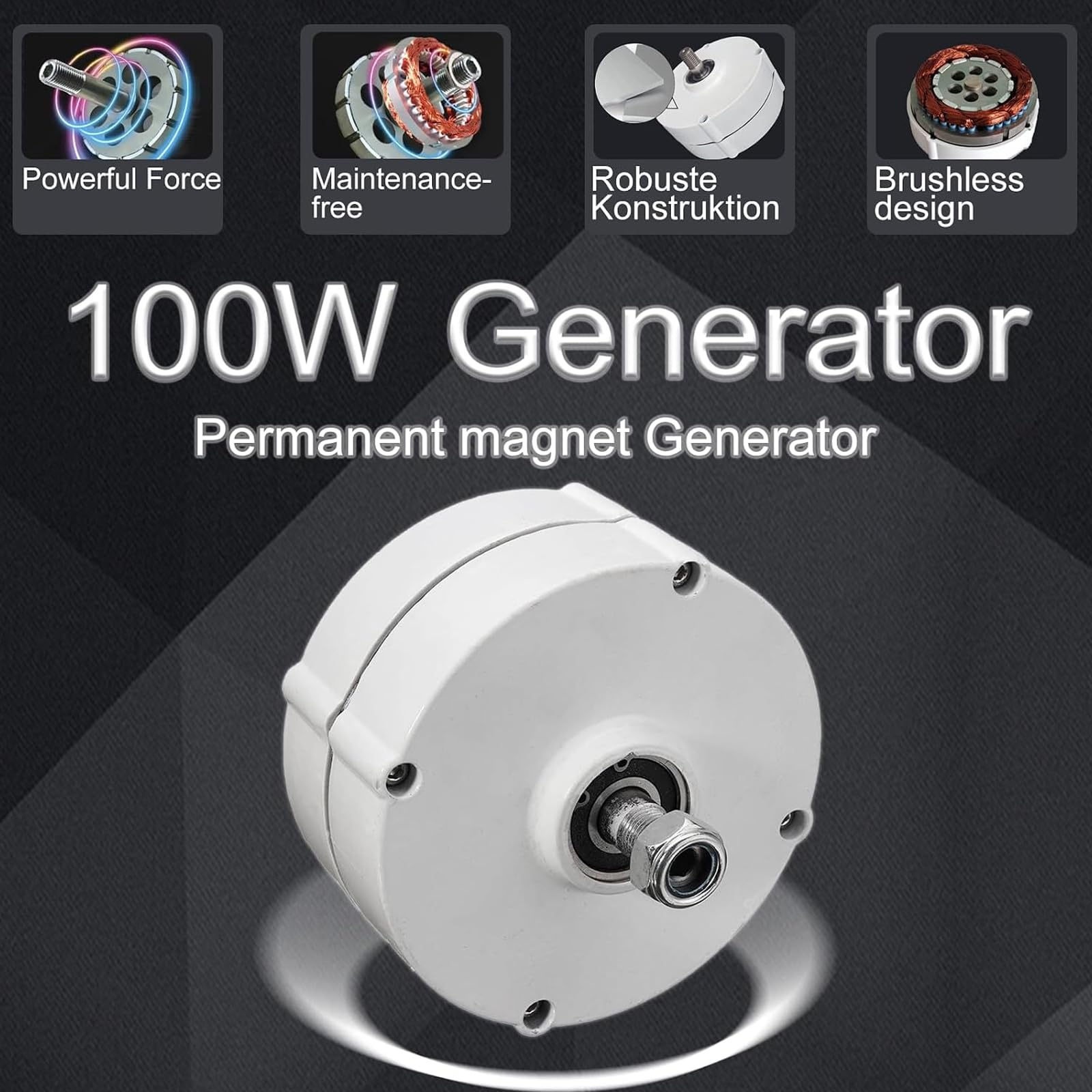 Generatore A Magneti Permanenti Da 100 W 12 V/24 V, Alternatore Trifase Senza Ingranaggi A 600 Giri/min Con Raddrizzatore Da 100 A 1600 V, Turbina Eolica Fai-da-te E Generatore Idroelettrico Per