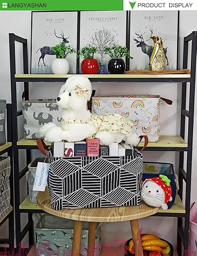 Miniatura 4 de Langyashan - Cesta de tela rectangular con asas para almacenamiento y organización del hogar, la cocina, juguetes de los niños, la oficina, el