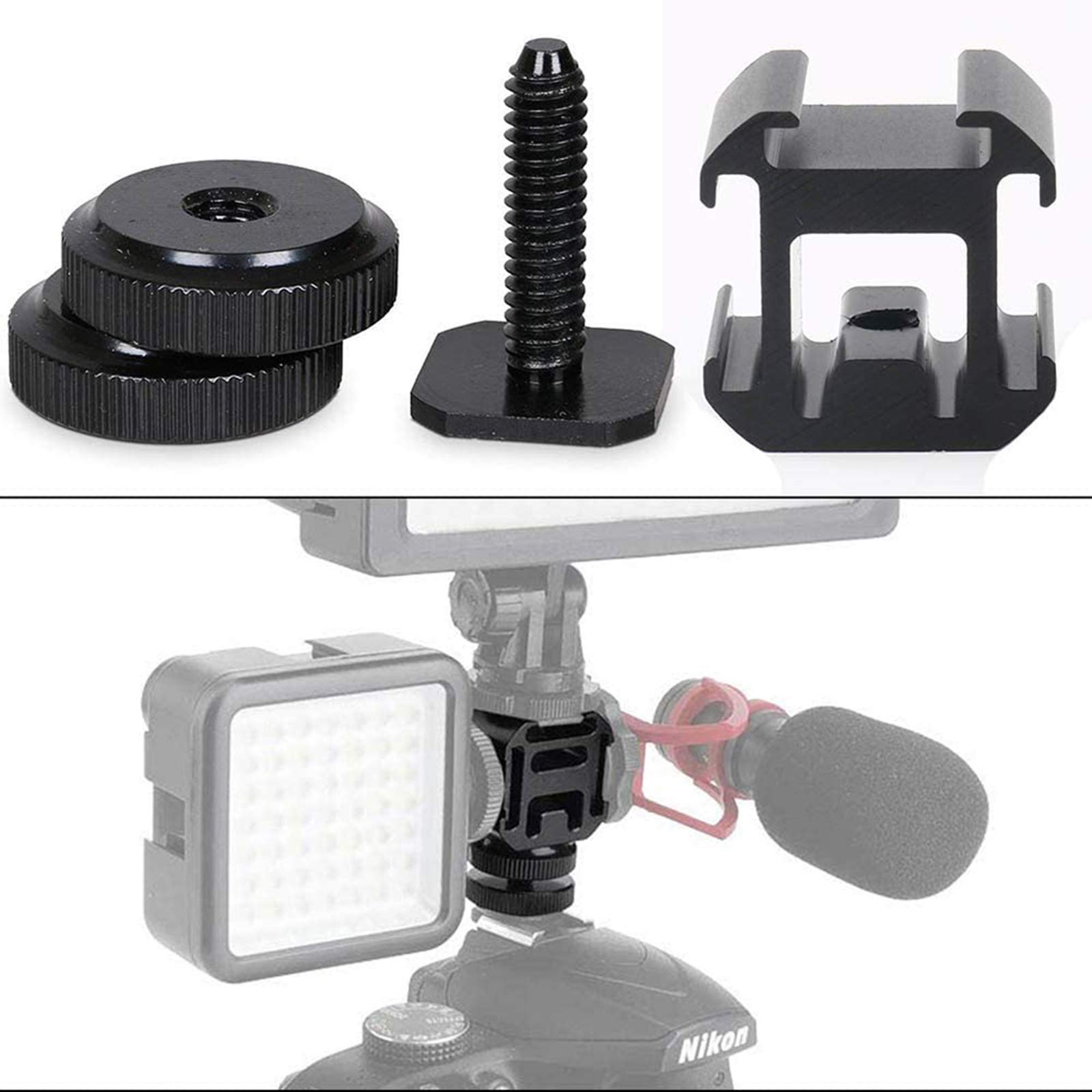 Camera Hot Shoe Mount, Triple Hot Shoe 1/4 13 thumbnail image
