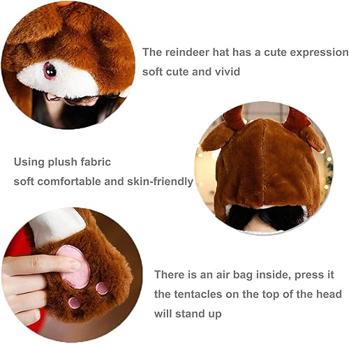 Miniatura 2 de Conejito de felpa para fiesta de cosplay, sombrero de reno y sombrero de hámster con orejas de salto en movimiento