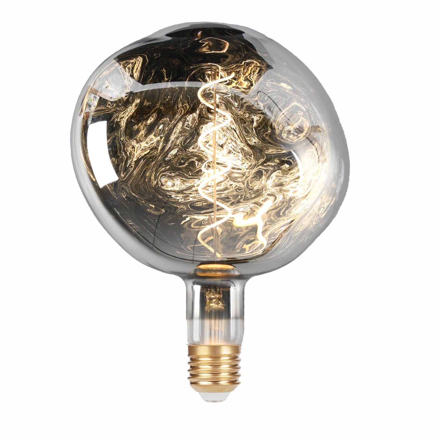 6W G200 E27 XXL LED Lampe Silber Dimmbar 2700K | Überdimensioniertes Design für einzigartiges Licht. Schafft Retro-Atmosphäre für Schlafzimmer, Café und Restaurant.