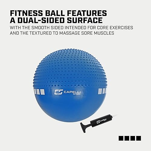 Miniatura 5 de Capelli Sport Pelota de masaje puntiaguda, masajeador de tejido profundo 2 en 1 y bola de ejercicio con bomba rápida, azul, 25.6in