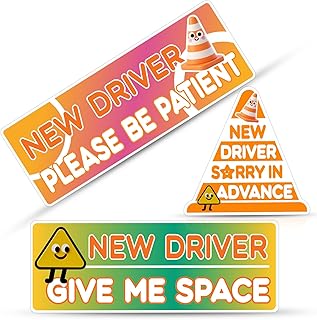 3Pcs New Driver Magnet for Car, Funny Student Driver Sticker Magnetic Reflective Removable Novice, Safety Sign for Bumper Decoration Supplies