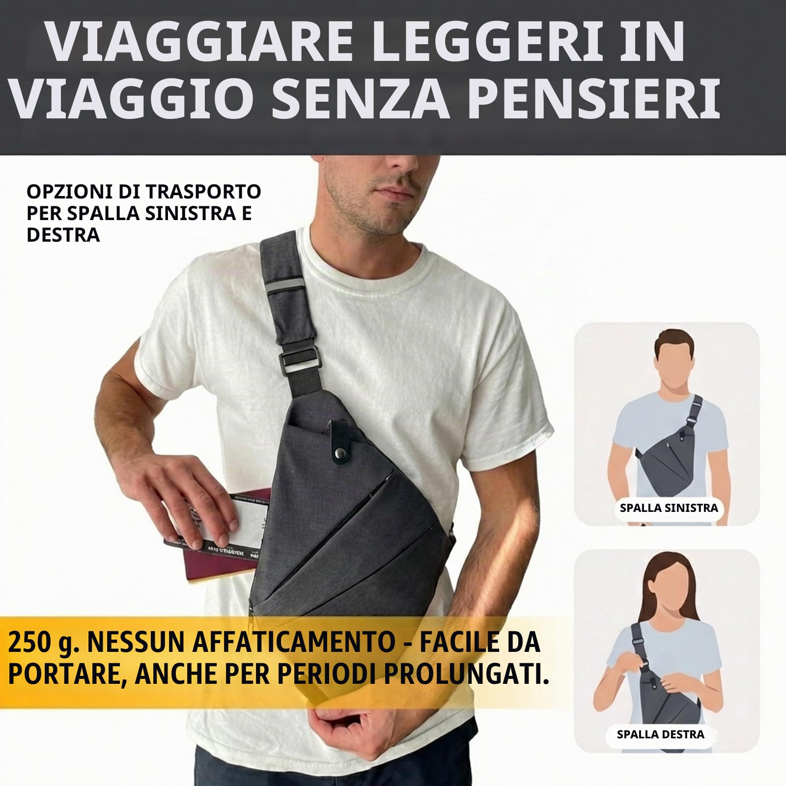 La Compatta - Antifurto Intelligente Borsa, Borsa Antifurto Donna, Borsa Di Sicurezza Da Viaggio Per Donna E Uomo, Borsa Multifunzionale Alla Moda, Per Viaggi E Quotidiano