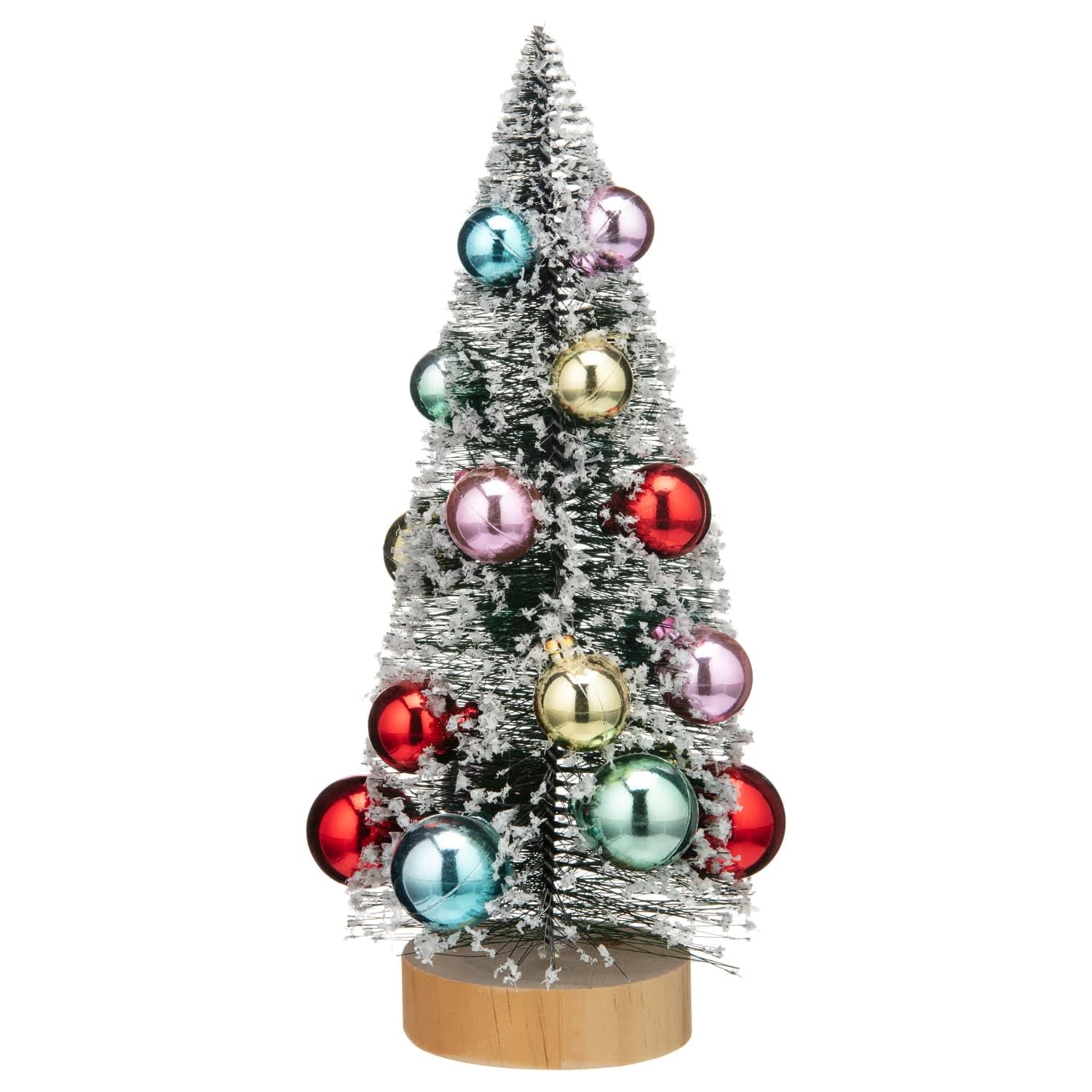 New Fun, Festive And Frosty Pine Needle Tree With Baubles Artificial Tree Is Perfect For Displaying Around The Home at Christmas Tabletop Decor - A76