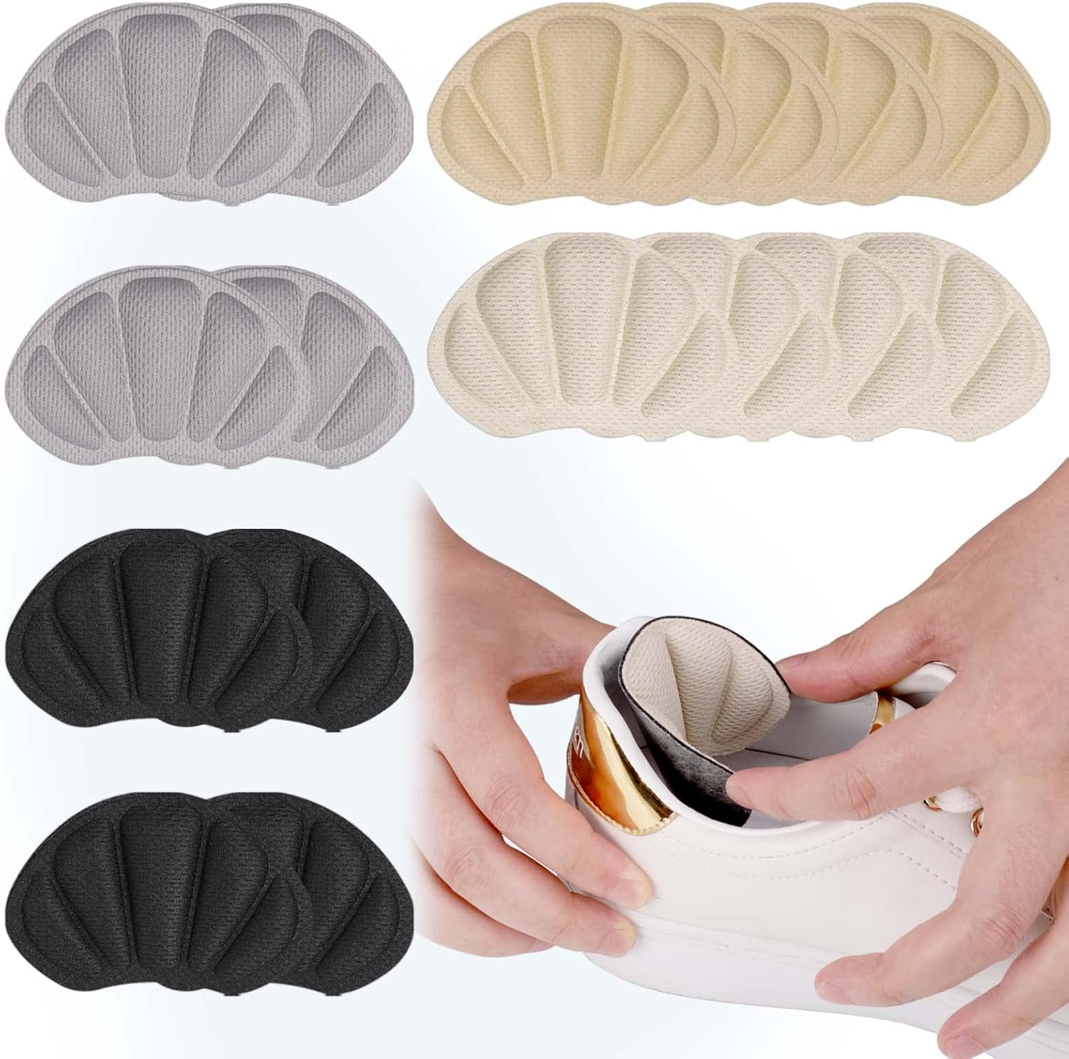 JIZZU 8 Pair Heel Grips, Non Slip Shoe Heel Pads for Comfort, Shoe Heel