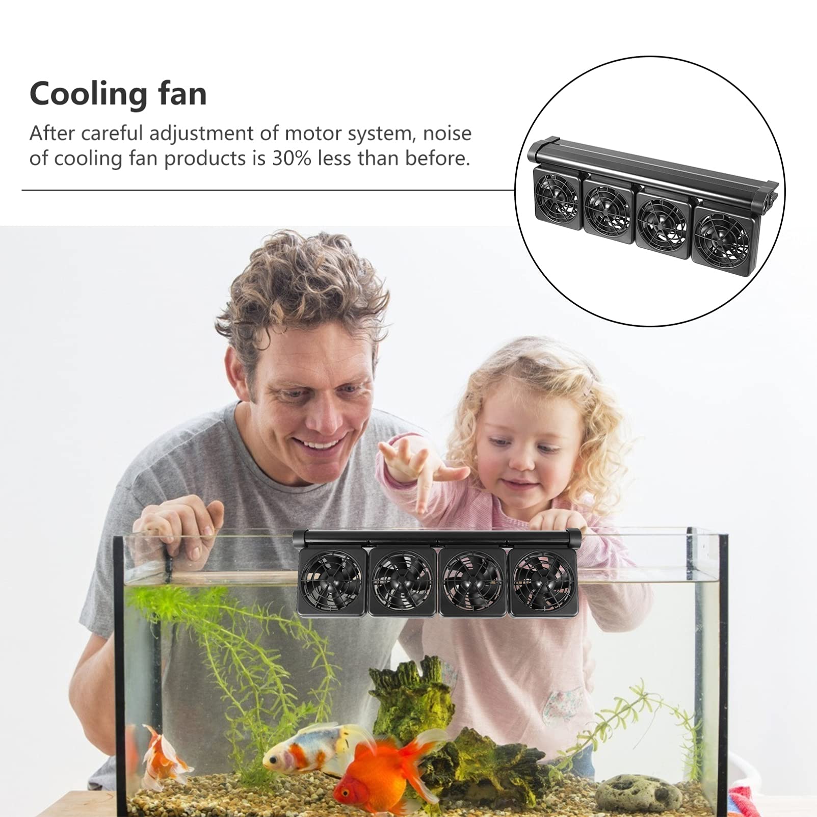 Kisangel Ventilador de Enfriamiento para Pecera Negro Ajustable 4 Cabezales