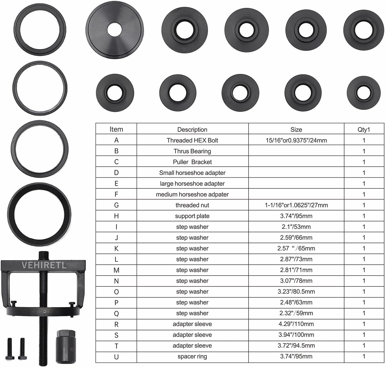 Master Wheel Bearing and Hub Removal and Installation Tool Kit Wheel Bearing Puller Remover and Installer Tool Set Fits Most Front, Rear and All Wheel Drive Vehicles